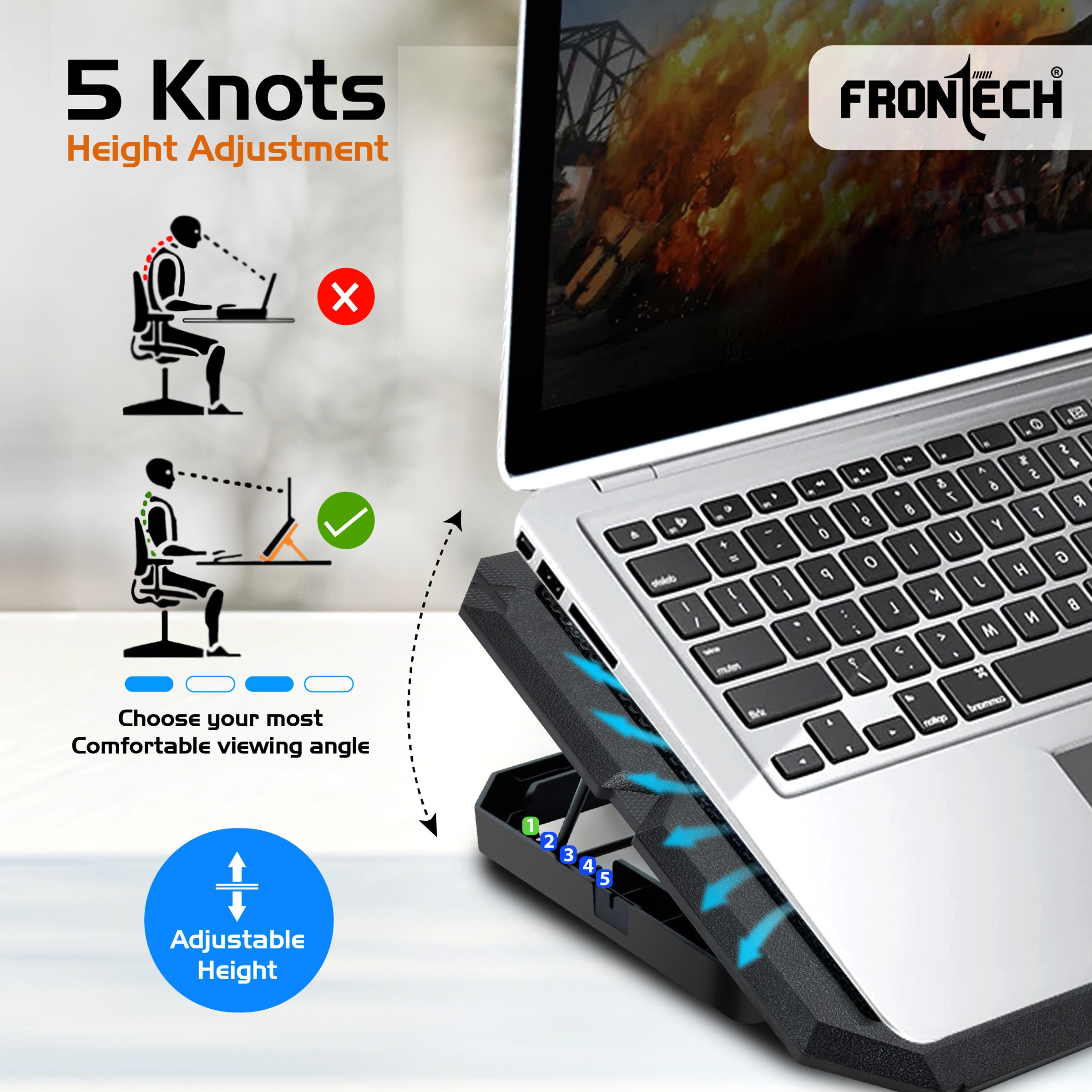 Frontech Adjustable Height Cooling Pad (CP-0006) Frontech Adjustable Height Cooling Pad (CP-0006)